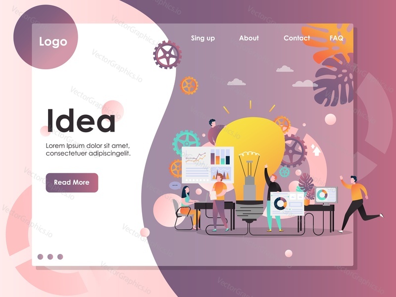 Business idea vector website template, web page and landing page design for website and mobile site development. Innovation, creating new ideas, brainstorming concepts.