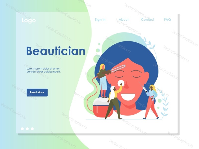 Beautician vector website template, web page and landing page design for website and mobile site development. Non-surgical cosmetic treatments concept.