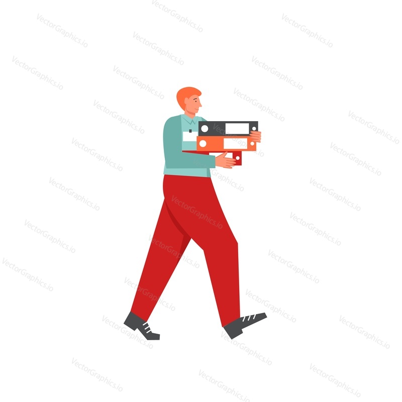 Recruitment concept vector flat style design illustration. Man with folders, employee getting new job. Human resources, hiring, job hunting concept for web banner, website page etc.