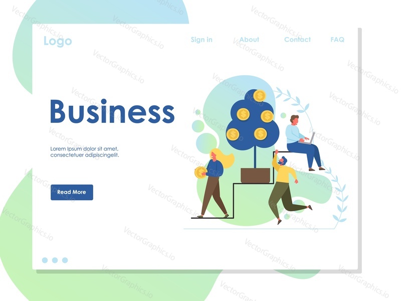 Business vector website template, web page and landing page design for website and mobile site development. Making money, financial investment, business success concept.