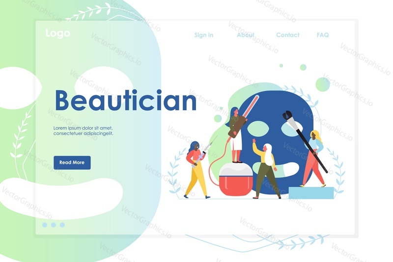 Beautician vector website template, web page and landing page design for website and mobile site development. Cosmetology, beauty salon services, anti-aging procedures.