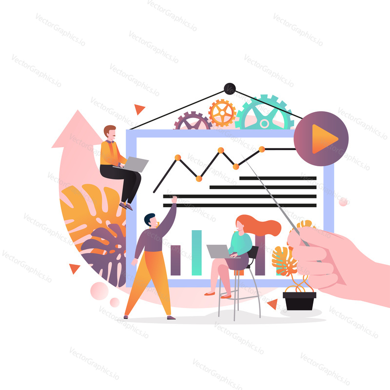Group of business people at lecture, conference, meeting vector illustration. Business training, presentation, seminar concept for web banner, website page etc.