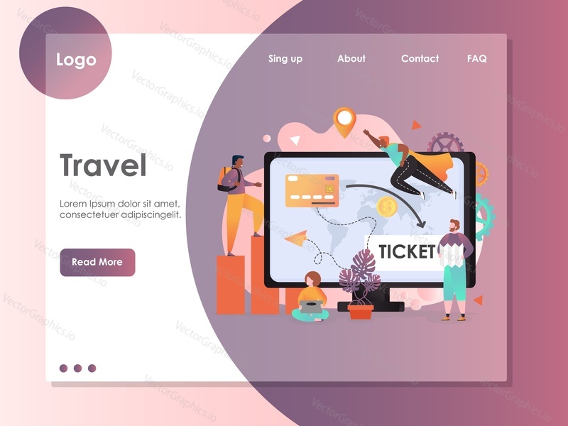 Travel vector website template, web page and landing page design for website and mobile site development. Travel the world, booking online flight tickets, internet payment services concepts.