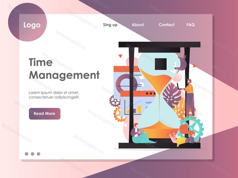 Time management vector website template, web page and landing page design for website and mobile site development. Effective time planning, deadline concept.
