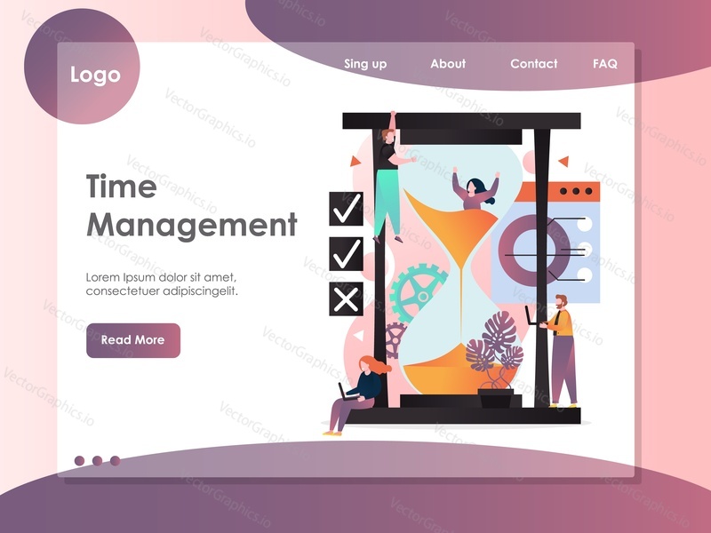 Time management vector website template, web page and landing page design for website and mobile site development. Deadline, scheduling, Time is running out concepts.