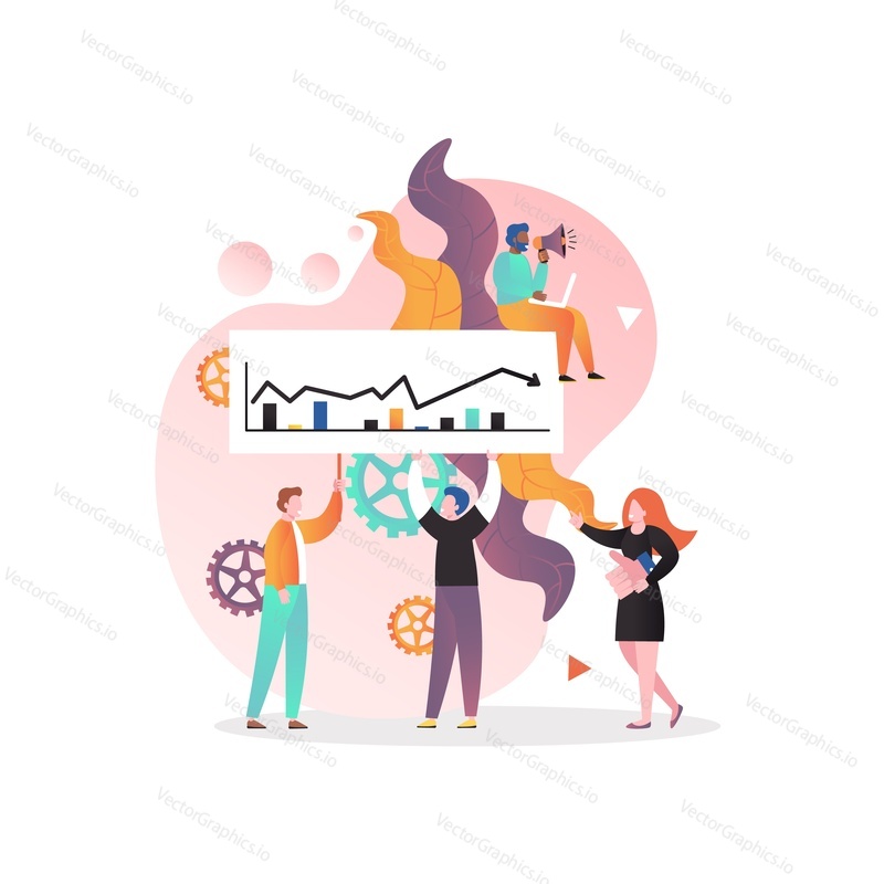 Business people having meeting, planning business strategy, vector illustration. Marketing research, teamwork, analysis concept for web banner, website page etc.