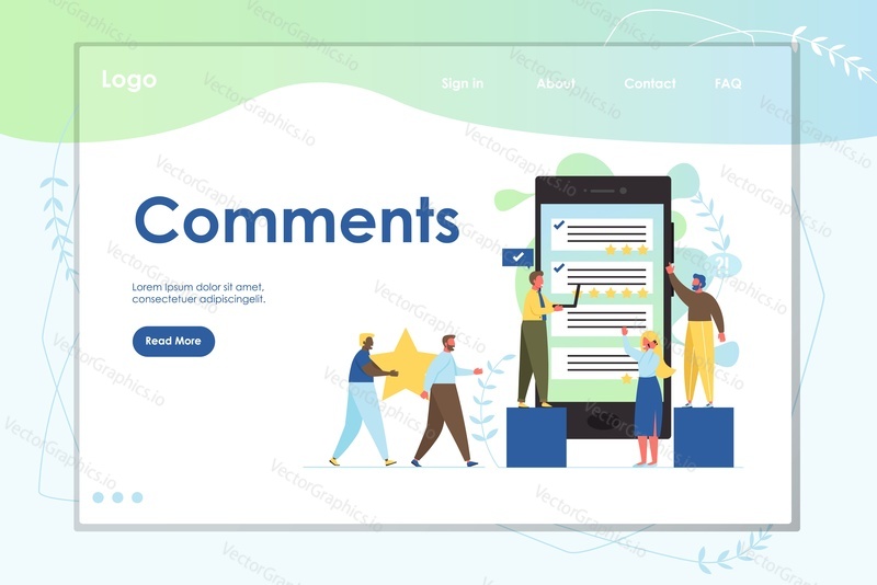 Comments vector website template, web page and landing page design for website and mobile site development. Social media comments, instant messaging services concept.