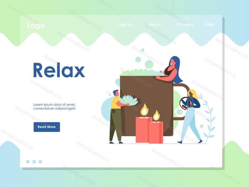 Relax vector website template, web page and landing page design for website and mobile site development. Relaxation, yoga class concept.
