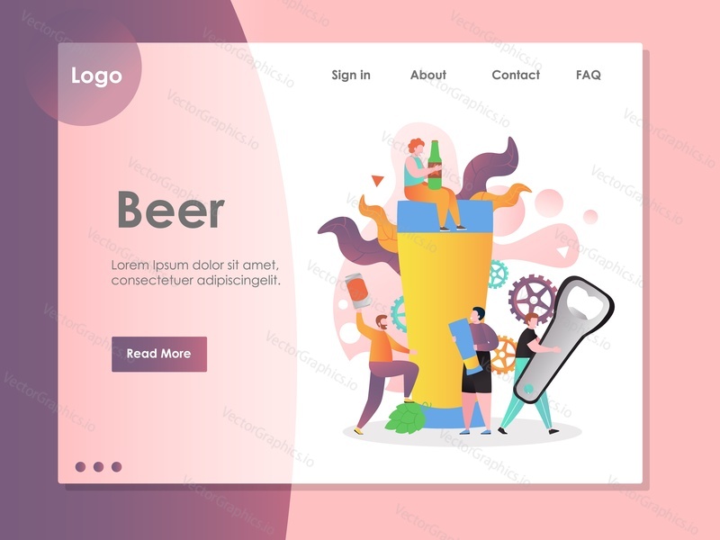 Beer vector website template, web page and landing page design for website and mobile site development. Beer party, festival, oktoberfest celebration.