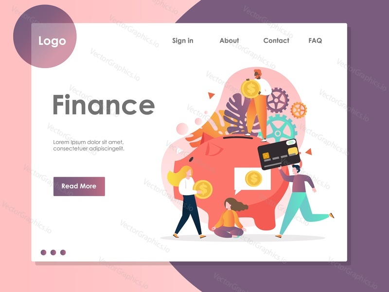 Finance vector website template, web page and landing page design for website and mobile site development. Business and finance, making and saving money, financial investment concept.