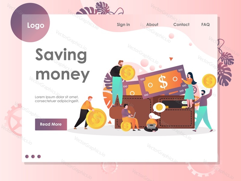Saving money vector website template, web page and landing page design for website and mobile site development. Business and finance, investment concept.