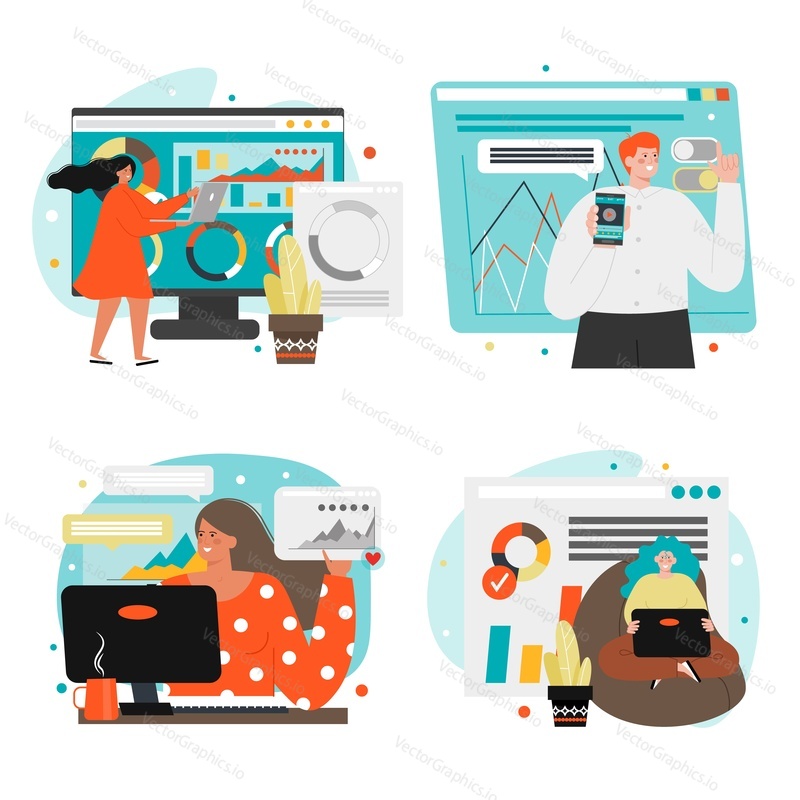 Software developers, engineers coding, programming, flat vector isolated illustration. Computer program, software development and web programming.