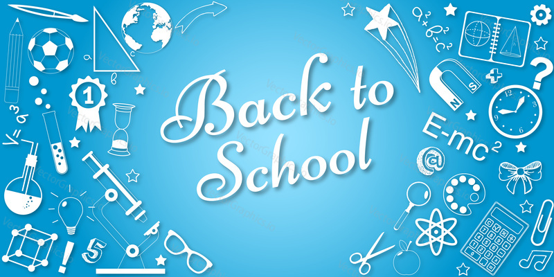Back to school concept vector banner. Poster for sales and web promotions in school season.