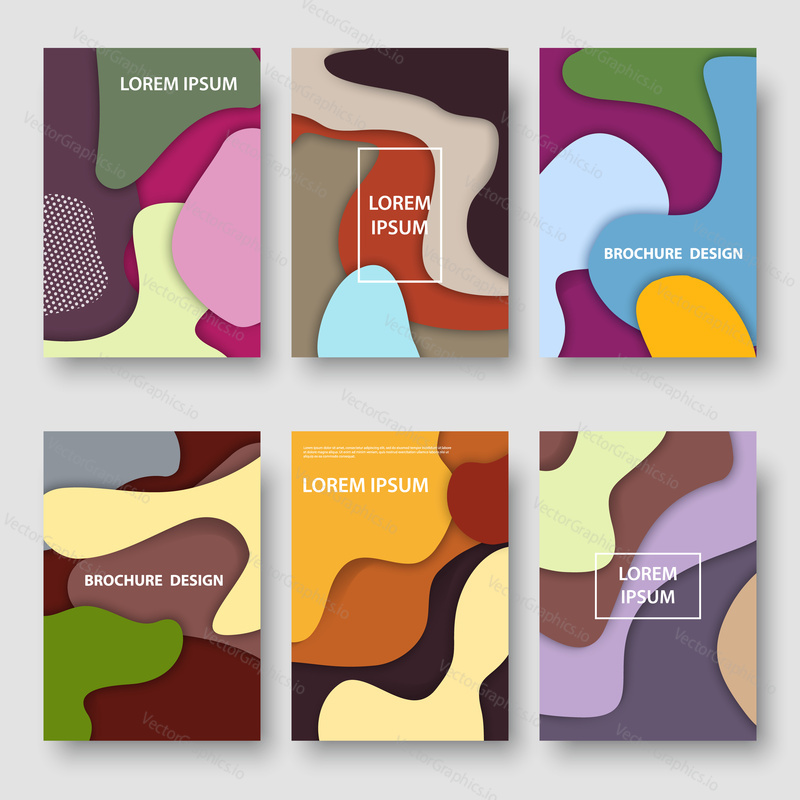 Vector set of brochure design templates. Modern color abstract backgrounds.