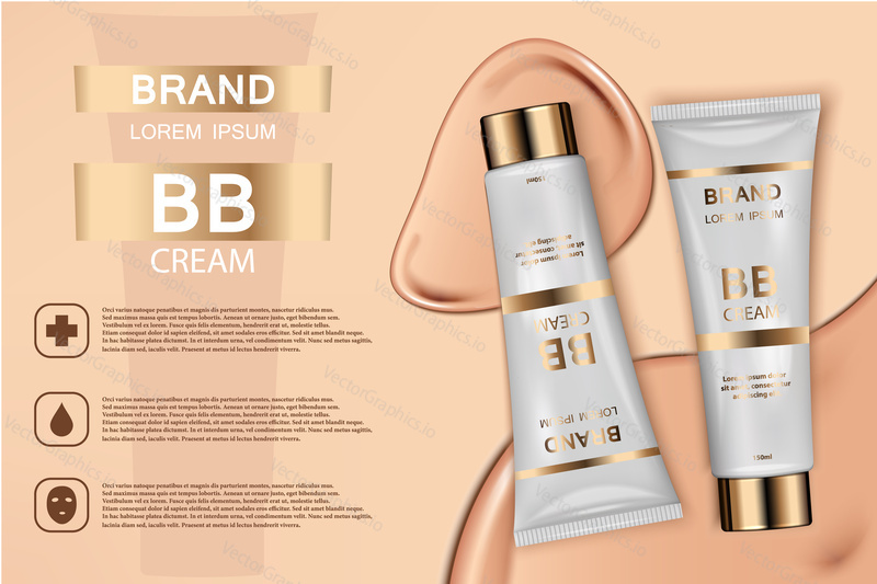 Skin toner cosmetic products ad. Vector 3d illustration. Skin cream bottle template design.