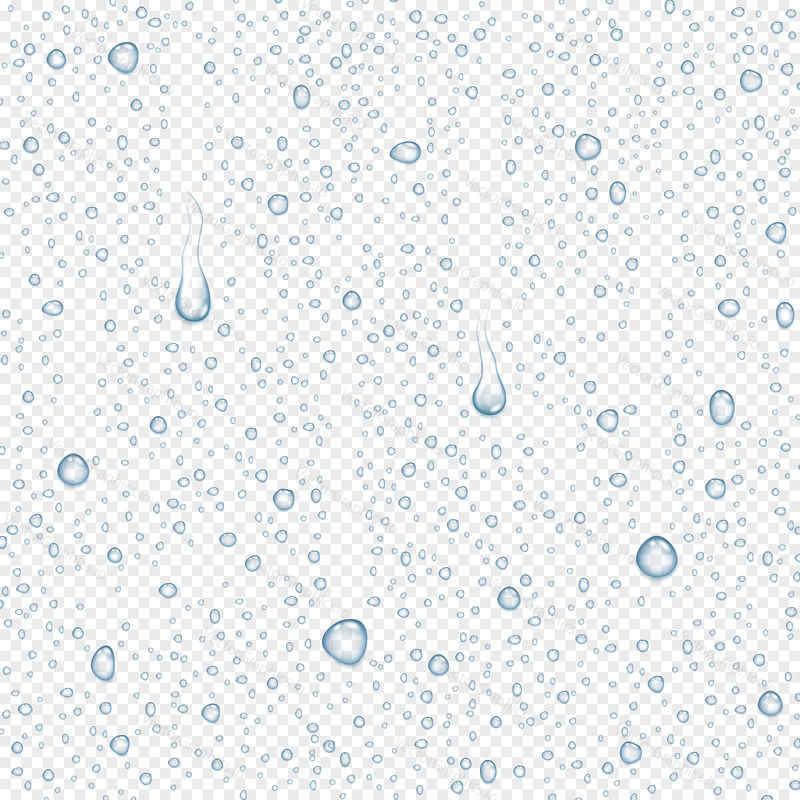 Vector realistic water drops on transparent background, abstract illustration.