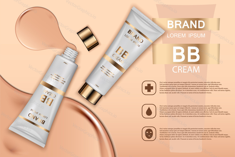 Skin toner cosmetic products ad. Vector 3d illustration. Skin cream bottle template design. Face and body make up tone cream.