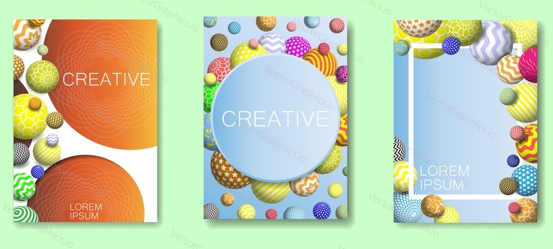 Creative abstract frame set. Vector abstract background with multicolor decorative balls.