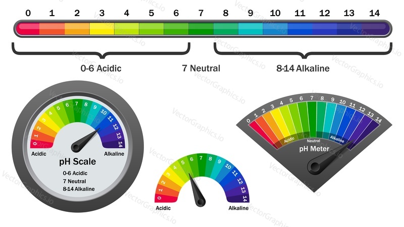 Ph testing device vector illustration isolated on white background. pH meter or tester for measuring acidity and alkalinity of liquid or other substance. ph alkaline neutral and acidic scale.