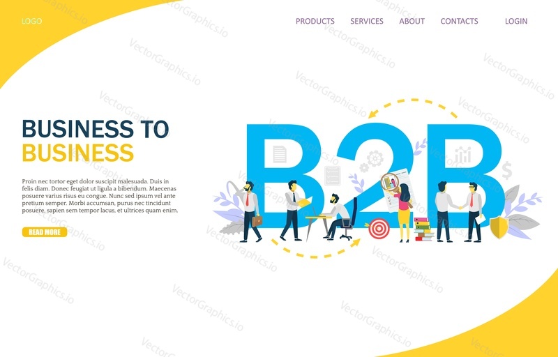 B2B vector website template, web page and landing page design for website and mobile site development. Business to business concept.