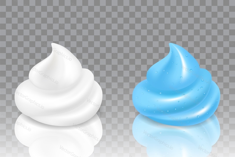 Shaving gel and shaving foam cream soap mousse icon set. Vector realistic illustration isolated on transparent background.