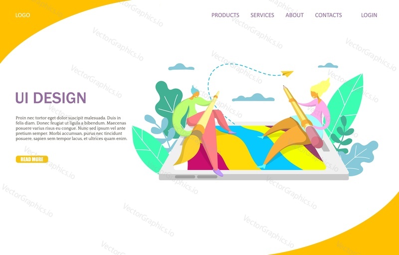UI design vector website template, web page and landing page design for website and mobile site development. UI professional team creating user interface.
