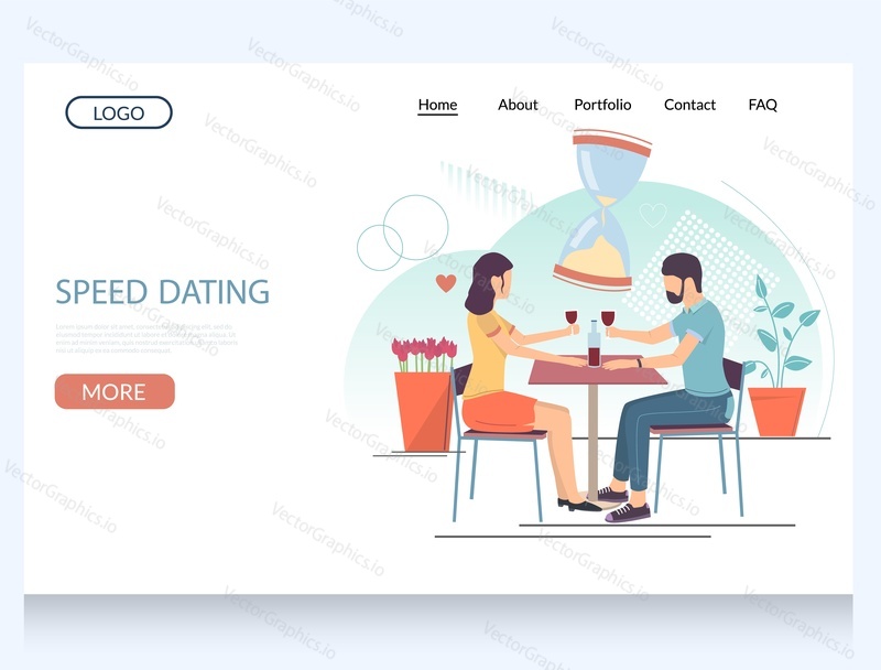Speed dating vector website template, web page and landing page design for website and mobile site development. Blind date, romantic dinner.