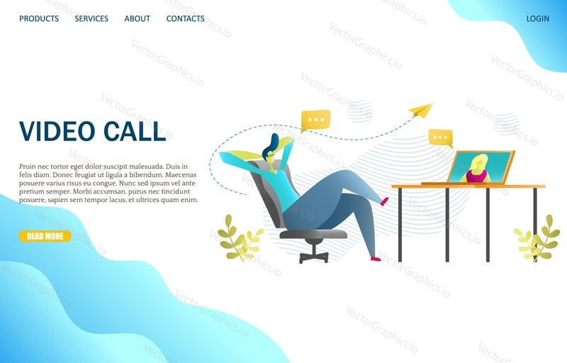 Video call vector website template, web page and landing page design for website and mobile site development. Video chat concept.