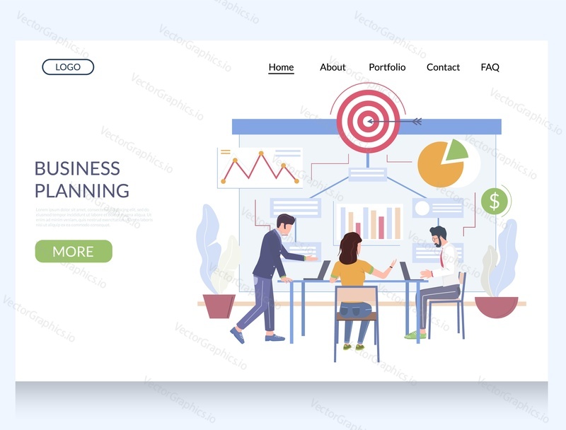 Business planning vector website template, web page and landing page design for website and mobile site development. Work process management, scheduling, business strategy, goal.