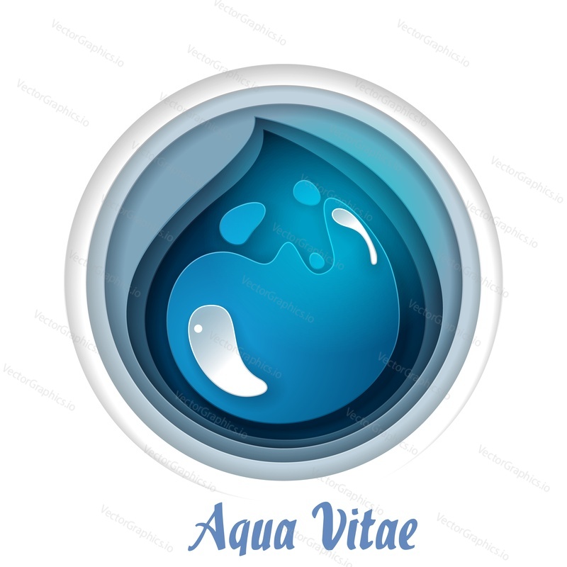 Save water vector concept illustration in paper art style. Paper cut waterdrop logotype design template. Water efficiency, ecology.