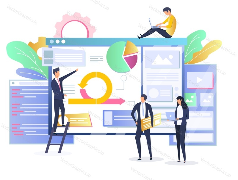 Agile software development methodology, vector illustration. Agile project management concept with characters for web banner, website page etc.