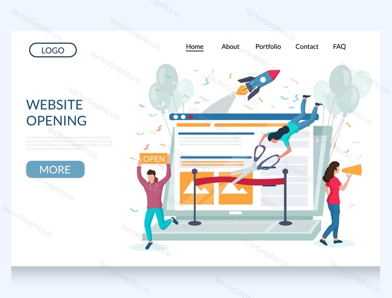 Website opening ecommerce product startup launch. Vector web page and landing page design template for website and mobile site development.