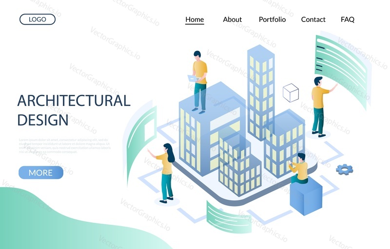 Architectural design vector website template, web page and landing page design for website and mobile site development. Architecture of the future.