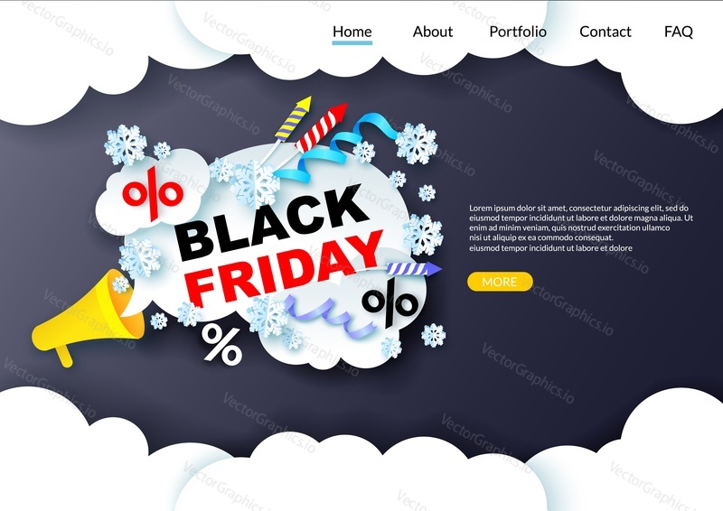 Black friday sale website landing page and banner layout design. Vector template illustration. Black friday concept for special discount promotion deal.