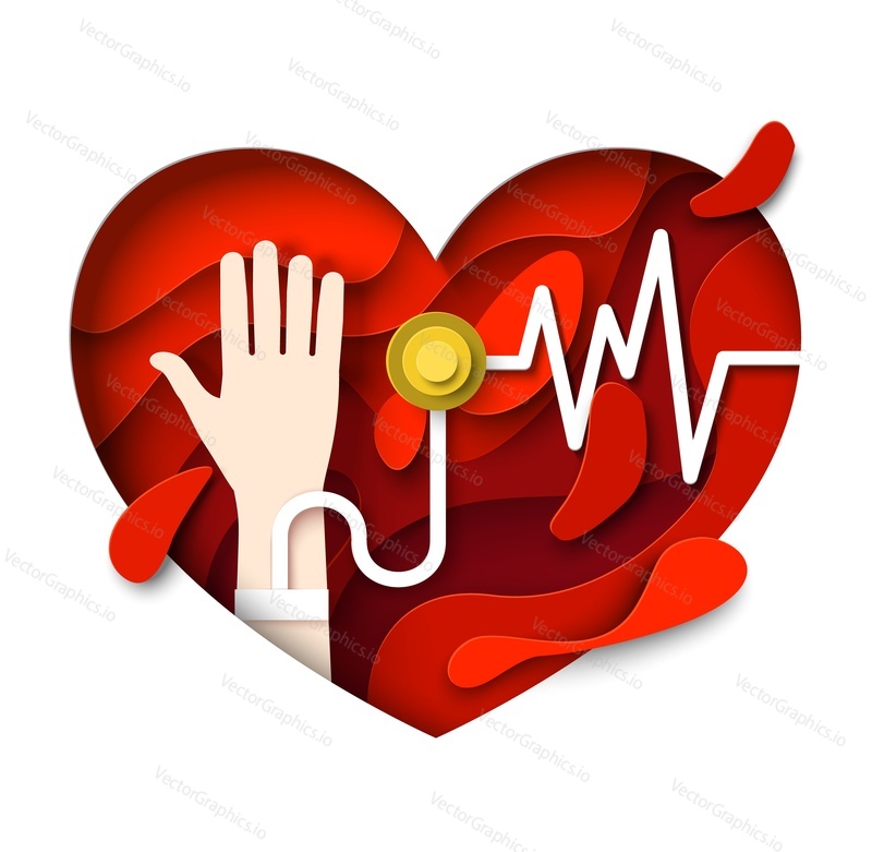 Blood pressure, vector illustration in paper art style. Health care and medicine poster template.