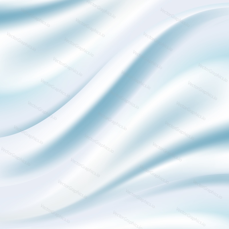 Light blue silk cloth abstract background, vector illustration. Wave fabric, home decoration, wallpaper.