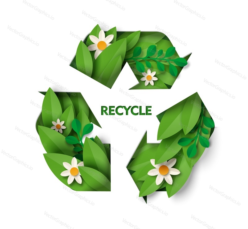 Recycle sign with leaves and