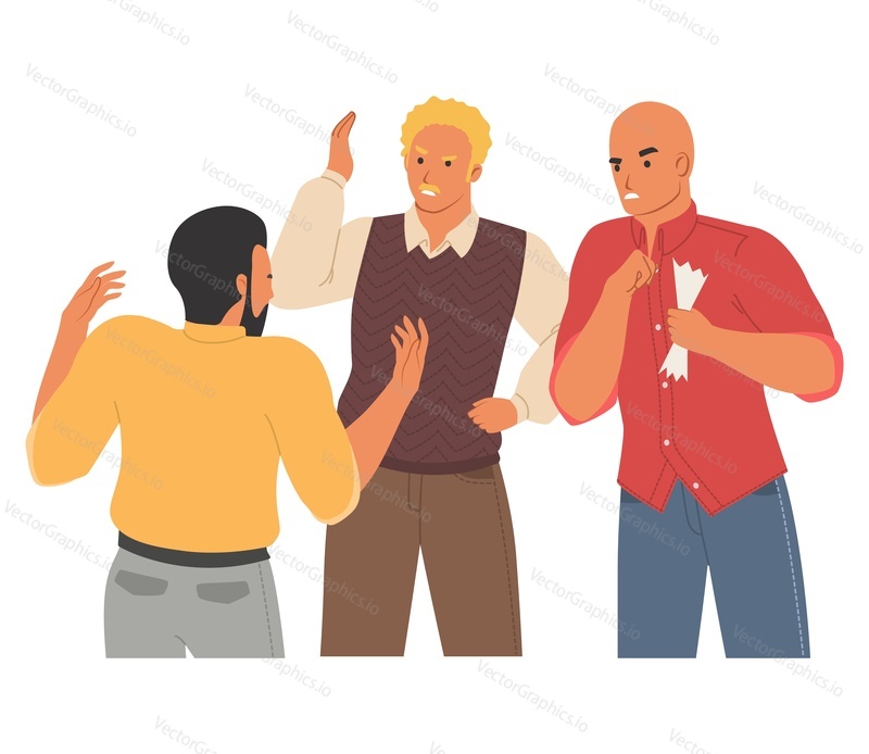 Group conflict vector illustration. Angry