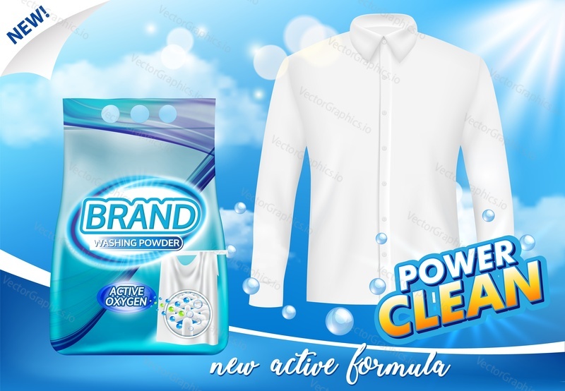Washing powder vector ads. Cleaner