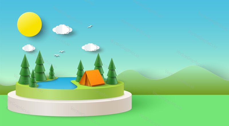 Summer forest camping background paper