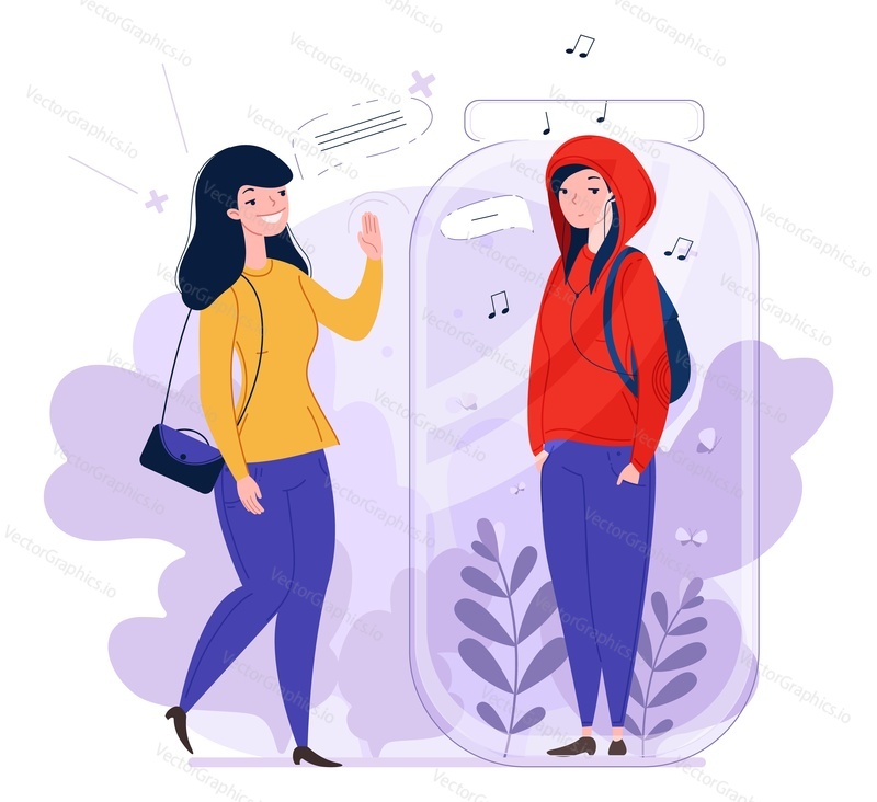Introverts and extraverts difference vector illustration. Psychology people character with various mindset type and communicative behavioral interaction