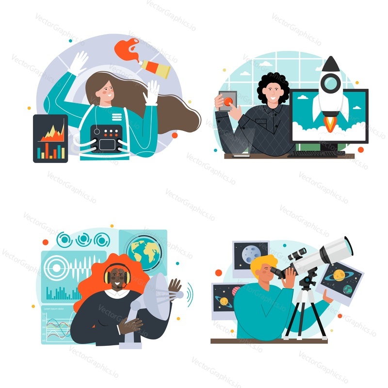 People and space exploration vector