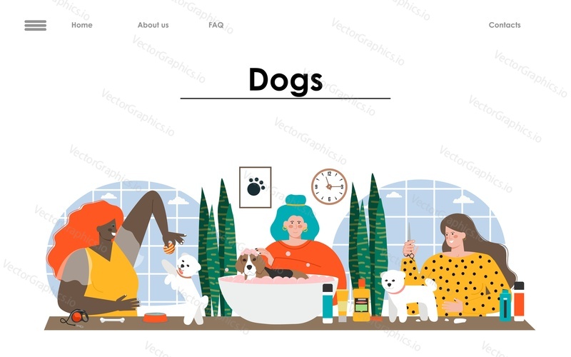 Dog care service vector illustration.