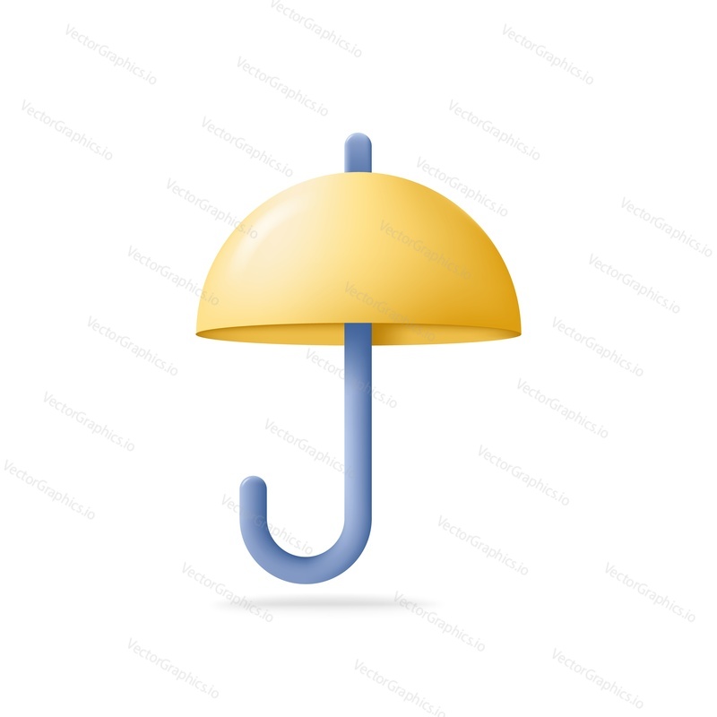 Umbrella vector icon. Autumn parasol design isolated on white background. 3d insurance, safety and protection decorative illustration