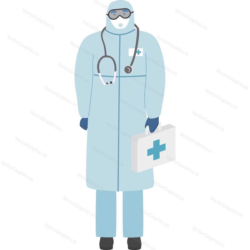Векторный значок работника отделения неотложной помощи при пандемии, изолированный на белом фоне
