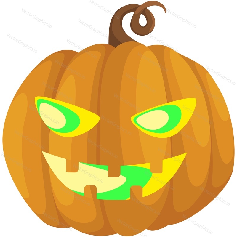 Halloween pumpkin vector face. Scary smile, spooky grin carving jack-o-lantern. Evil party mask isolated on white background