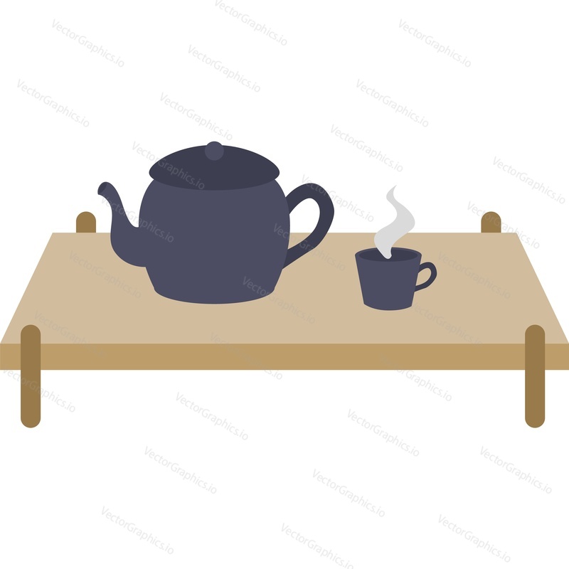 Векторный значок стола для чайной церемонии, изолированный на белом фоне