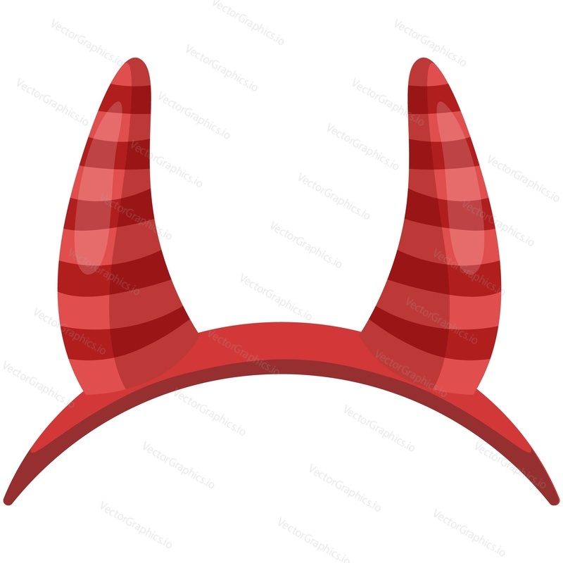 Devil horn headband photo booth party mask vector. Halloween cute horned demon carnival, party or holiday photobooth costume isolated on white background