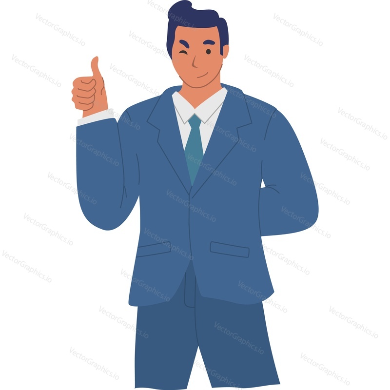 Businessman gesturing ok consent hand sign vector icon isolated on white background