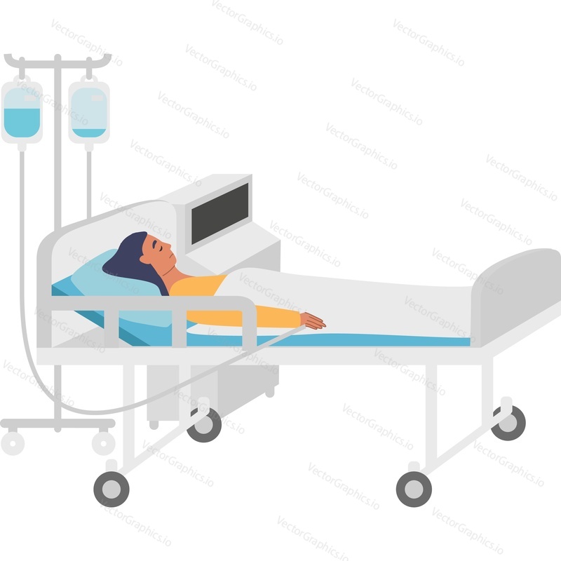 Woman patient in intensive care vector icon vector icon isolated on white background